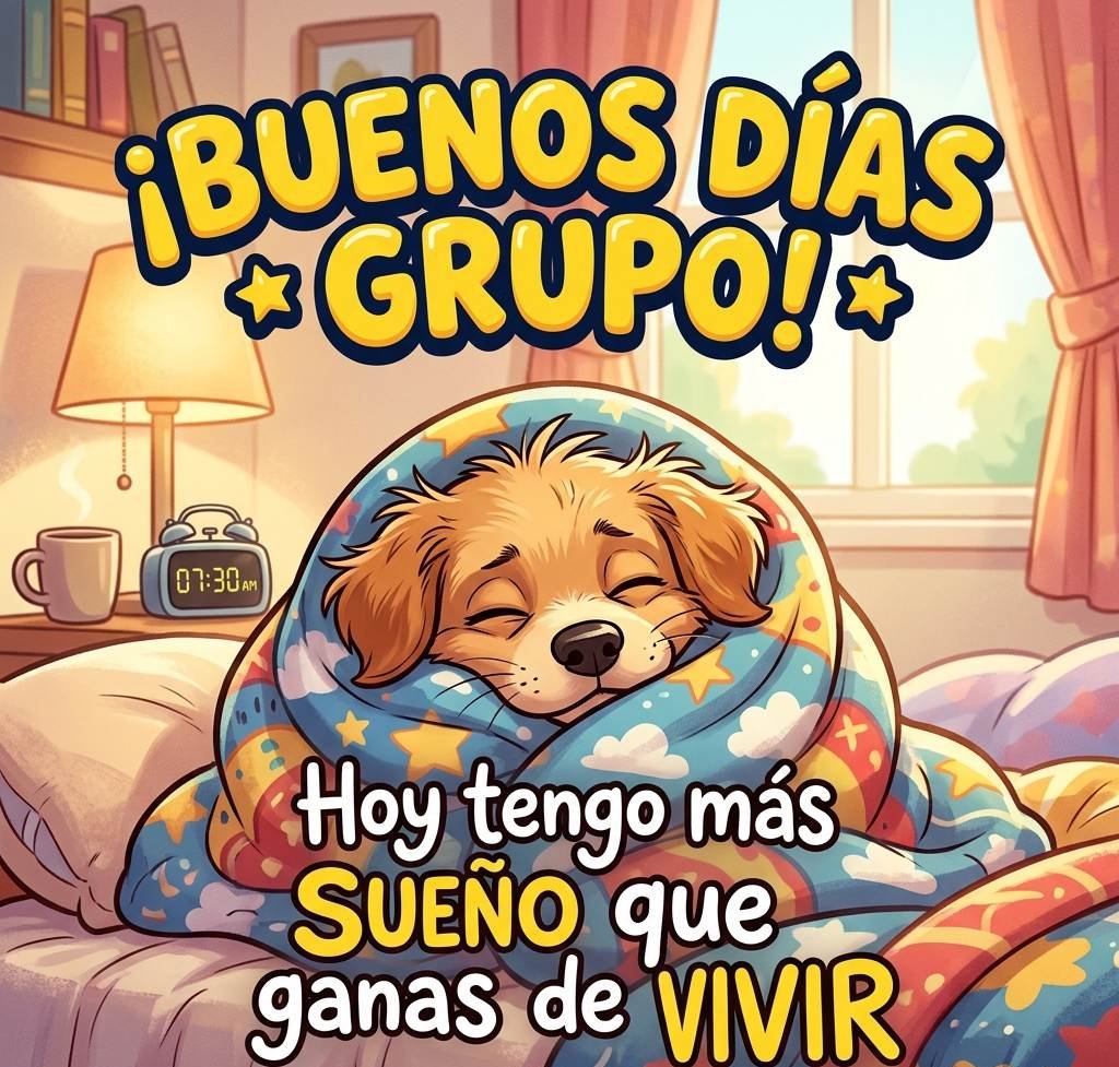 buenos dias grupo whatsapp divertido perro sueño
