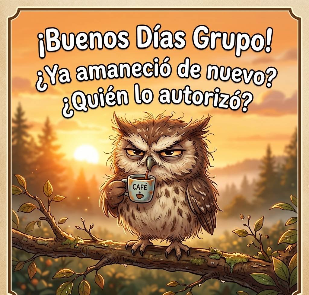 buenos dias grupo whatsapp divertido buho cafe