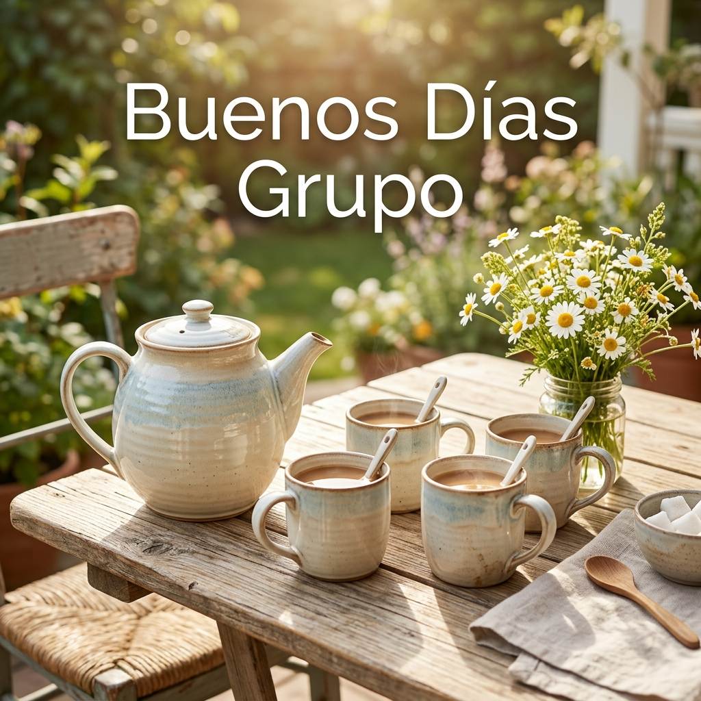 buenos dias grupo cafetera y tazas