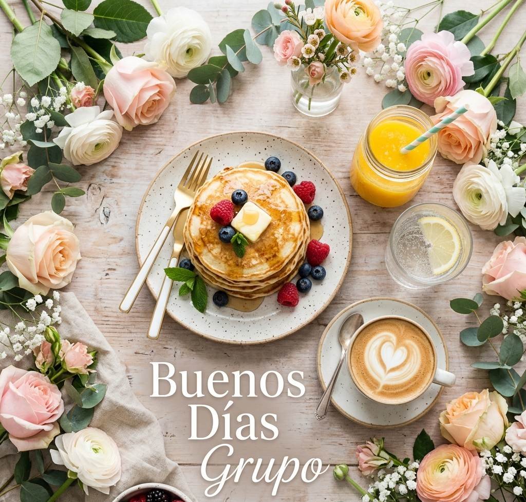 buenos dias grupo desayuno panqueques