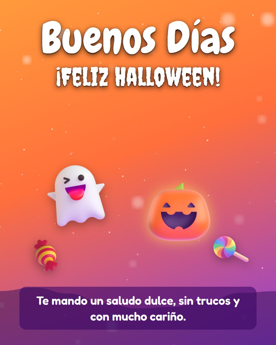 imagenes de buenos dias feliz halloween con fantasma calabaza y dulces