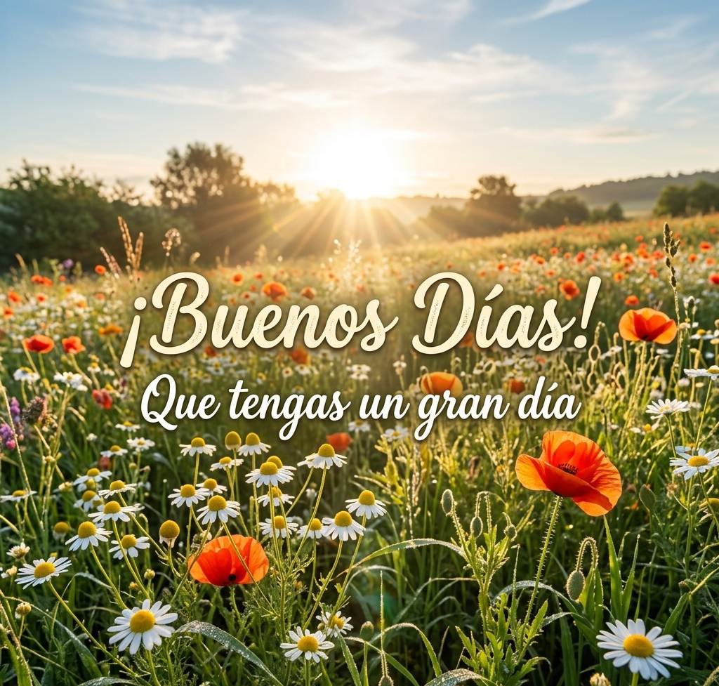 buenos dias imagen campo de manzanillas y amapolas