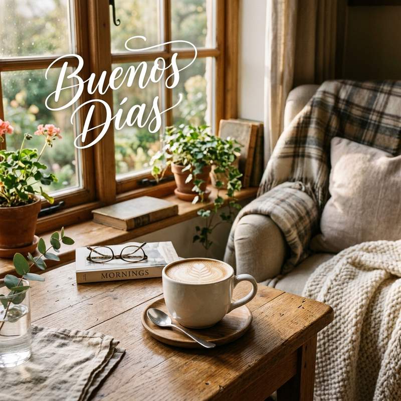 buenos dias imagen cozy mañana cafe