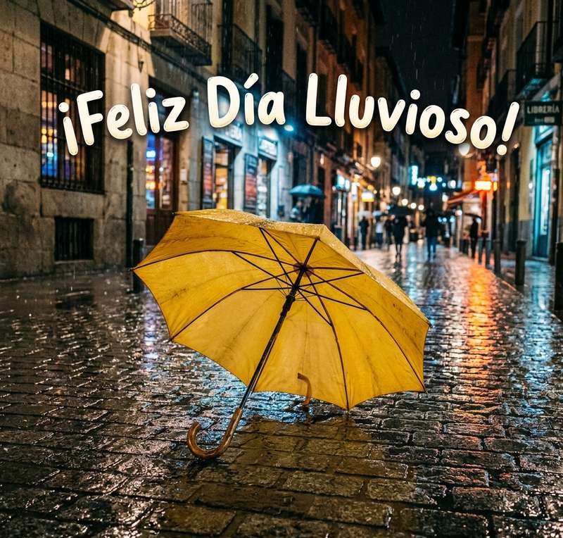 buenos dias lluviosos paraguas