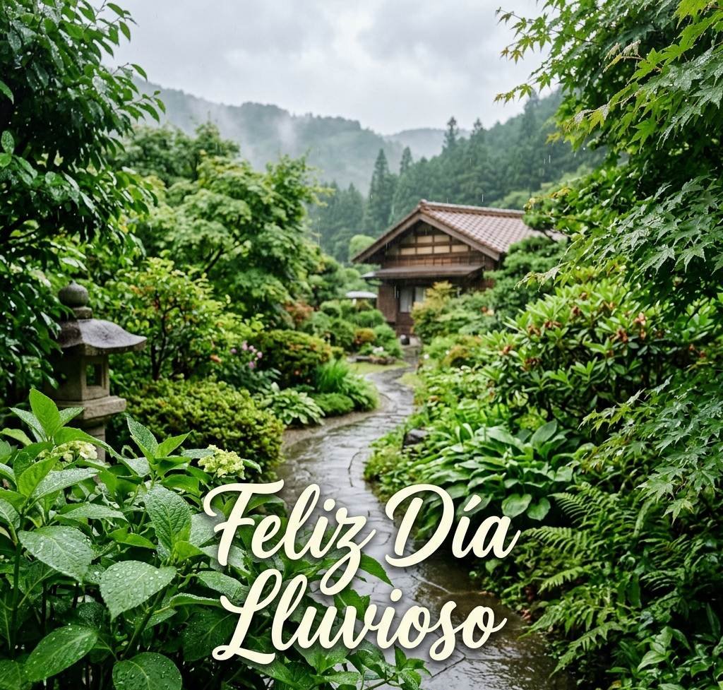 feliz dia lluvioso paisaje verde