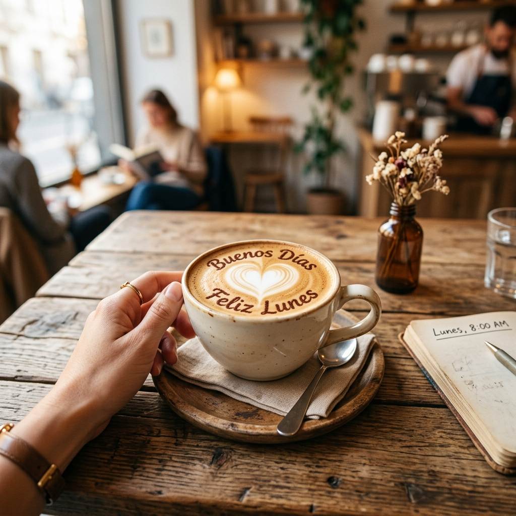 buenos dias lunes cafe corazon