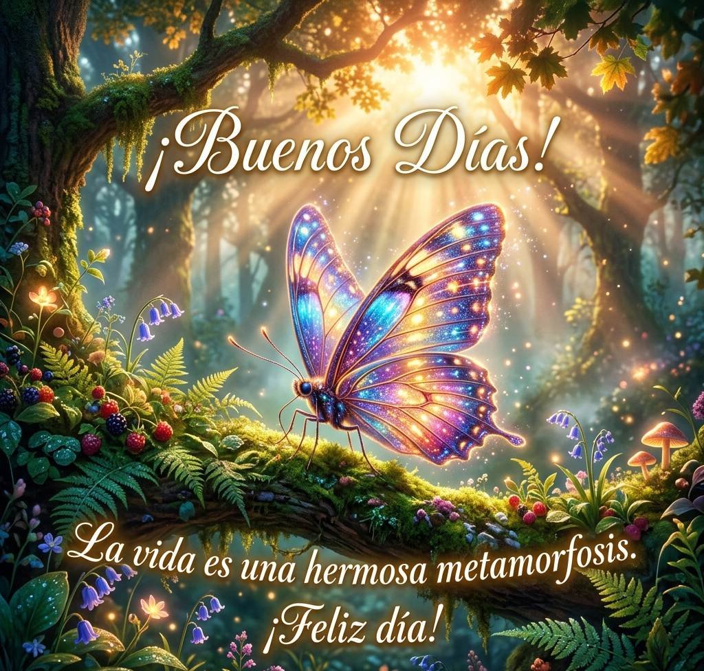 buenos dias con mariposas magicas bosque