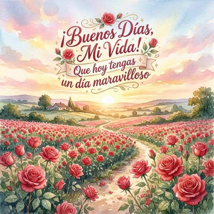 buenos dias mi vida rosas amanecer