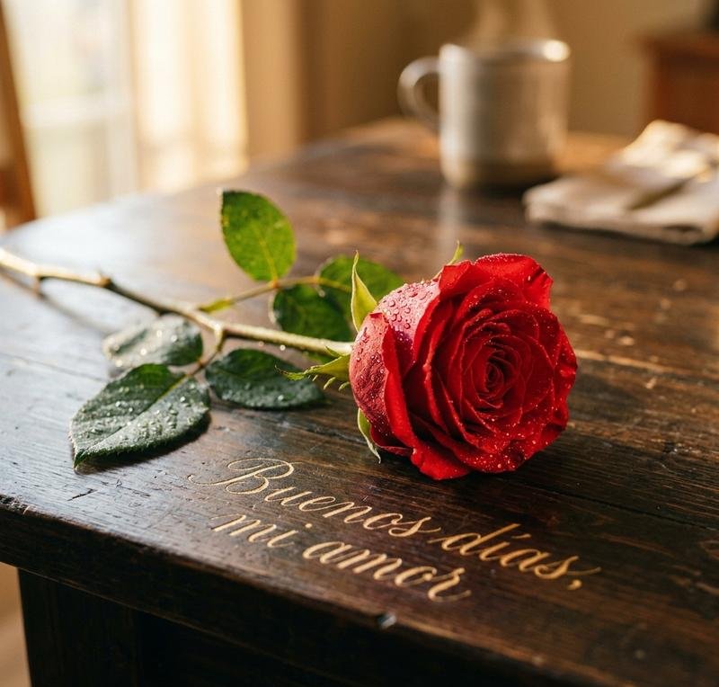 buenos dias mi amor rosa roja