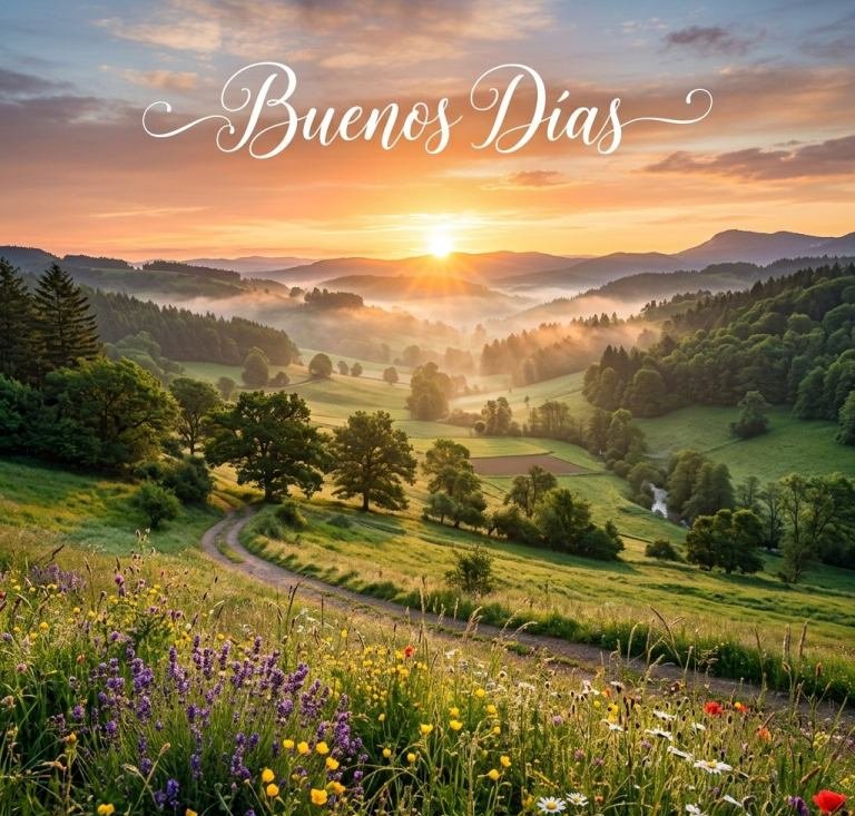 buenos dias naturaleza valle amanecer flores silvestres