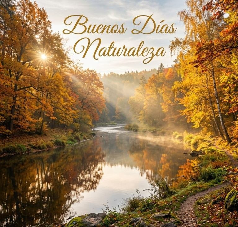 buenos dias naturaleza rio bosque otoño
