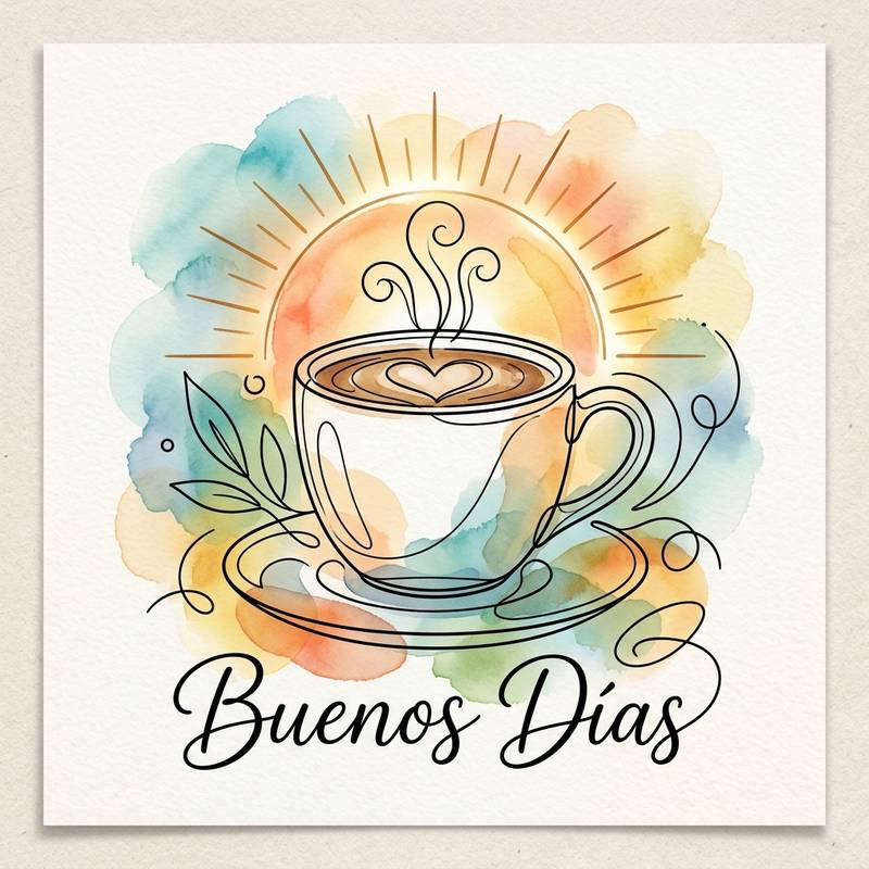 buenos dias originales abstracto taza amanecer line art