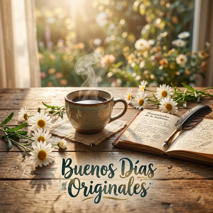 buenos dias originales cafe diario plumilla
