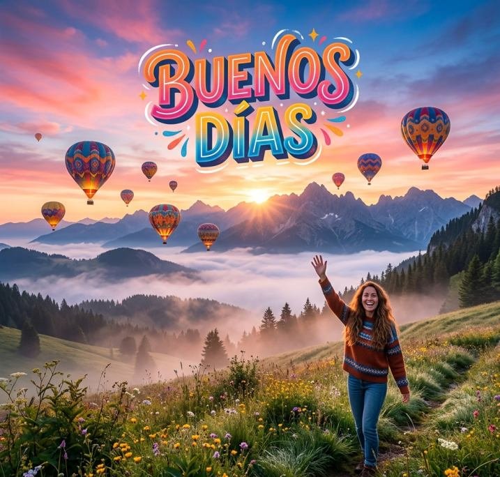 buenos dias originales globos montaña amanecer