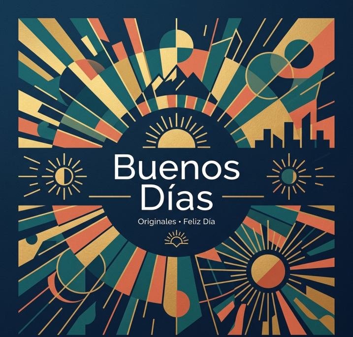 buenos dias originales geometria azul dorado