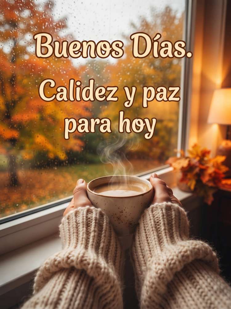 Buenos dias otono ventana lluvia manta