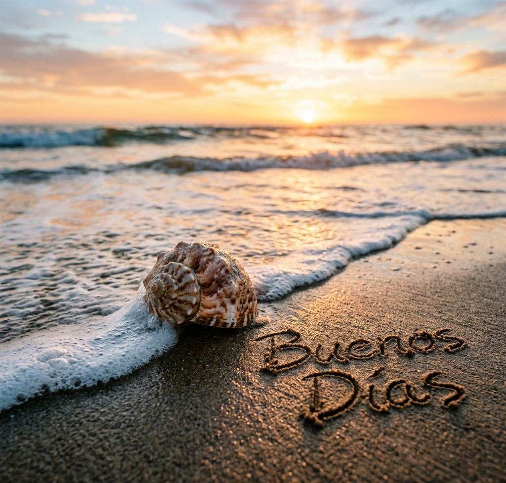 caracola en la orilla del mar buenos dias playa
