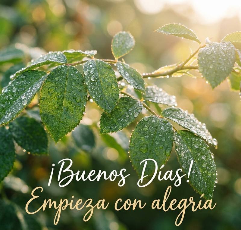 buenos dias positivos hojas rocio amanecer