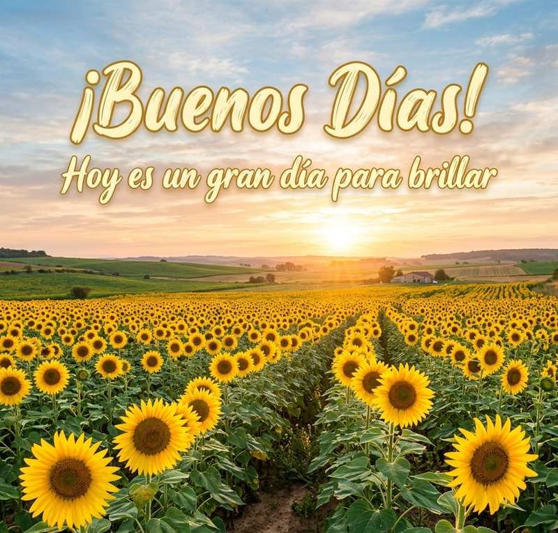 buenos dias positivos campo girasoles sol