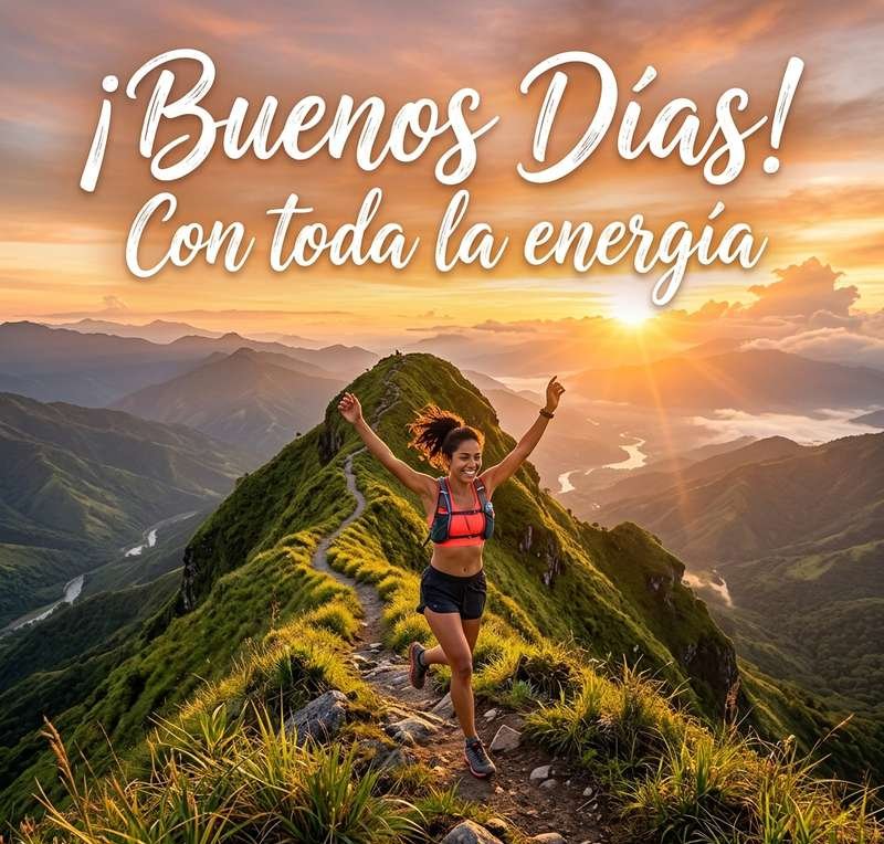 buenos dias positivos persona montana amanecer