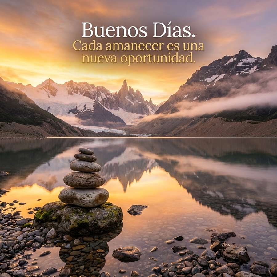 buenos dias reflexion piedras zen lago cada amanecer es una nueva oportunidad