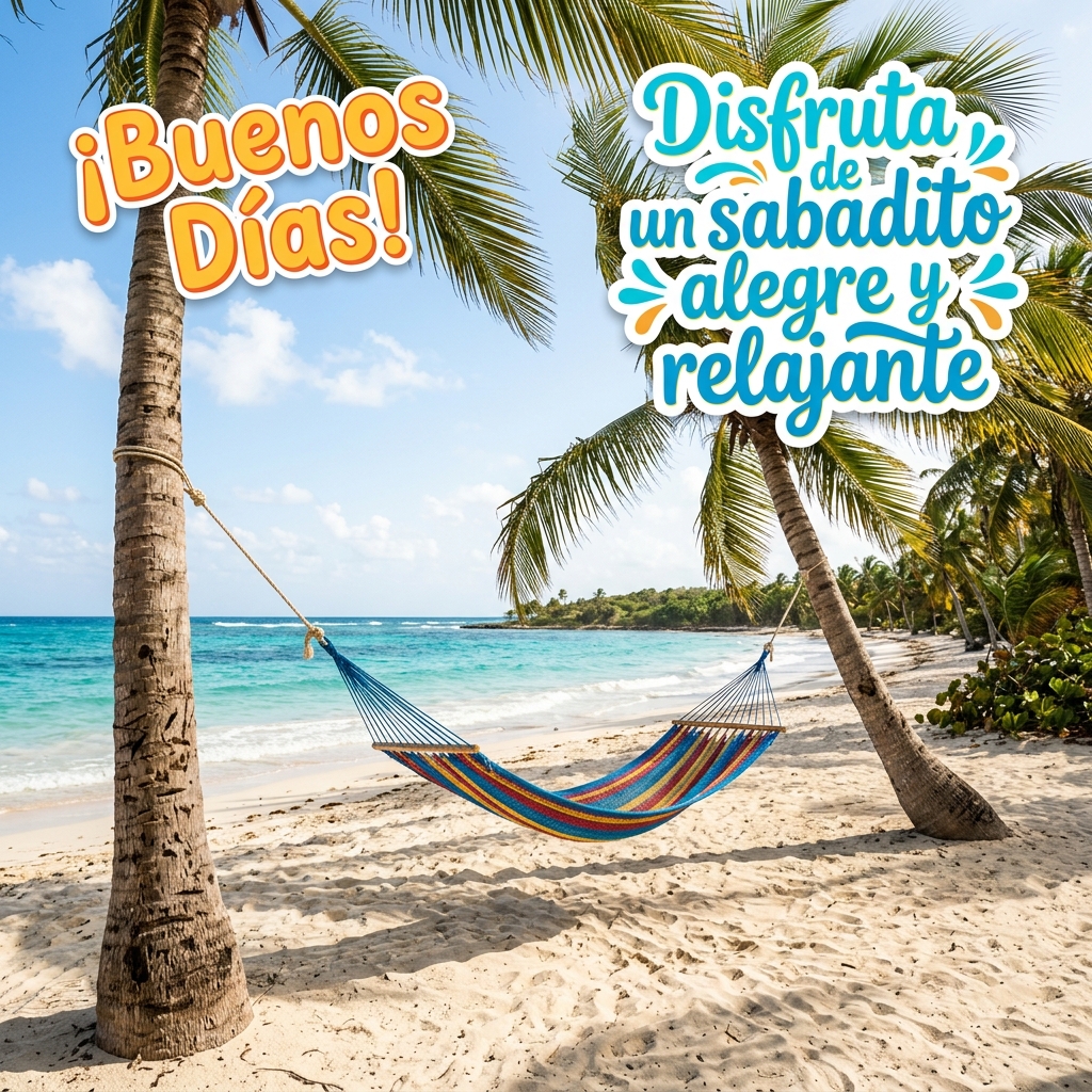 buenos dias sabadito hamaca playa relax