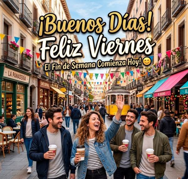 buenos dias viernes ciudad calle festivo