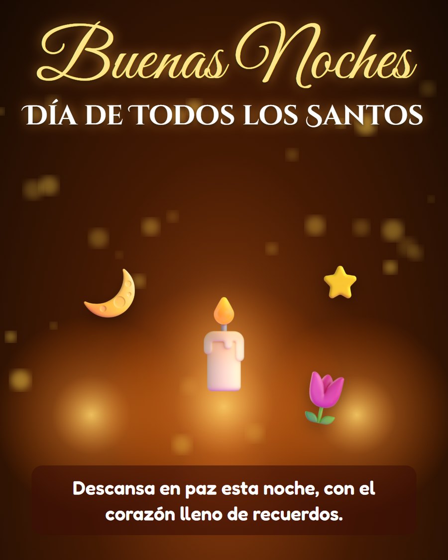 buenas noches dia de todos los santos con vela luna y estrella