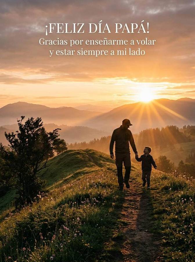 Feliz dia del padre abrazo amanecer