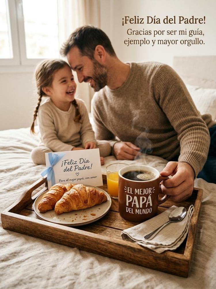 Feliz dia del padre desayuno taza papa