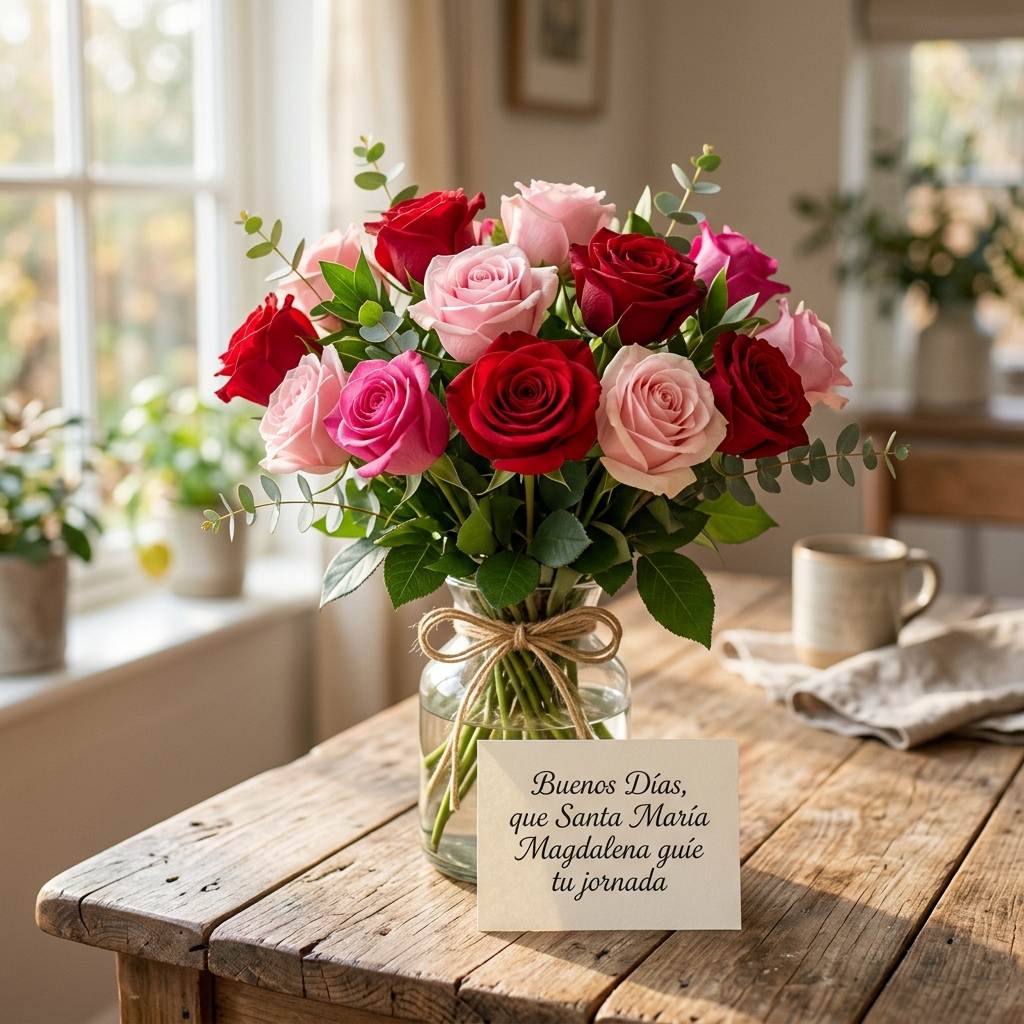 buenos dias santa maria magdalena rosas hermosas