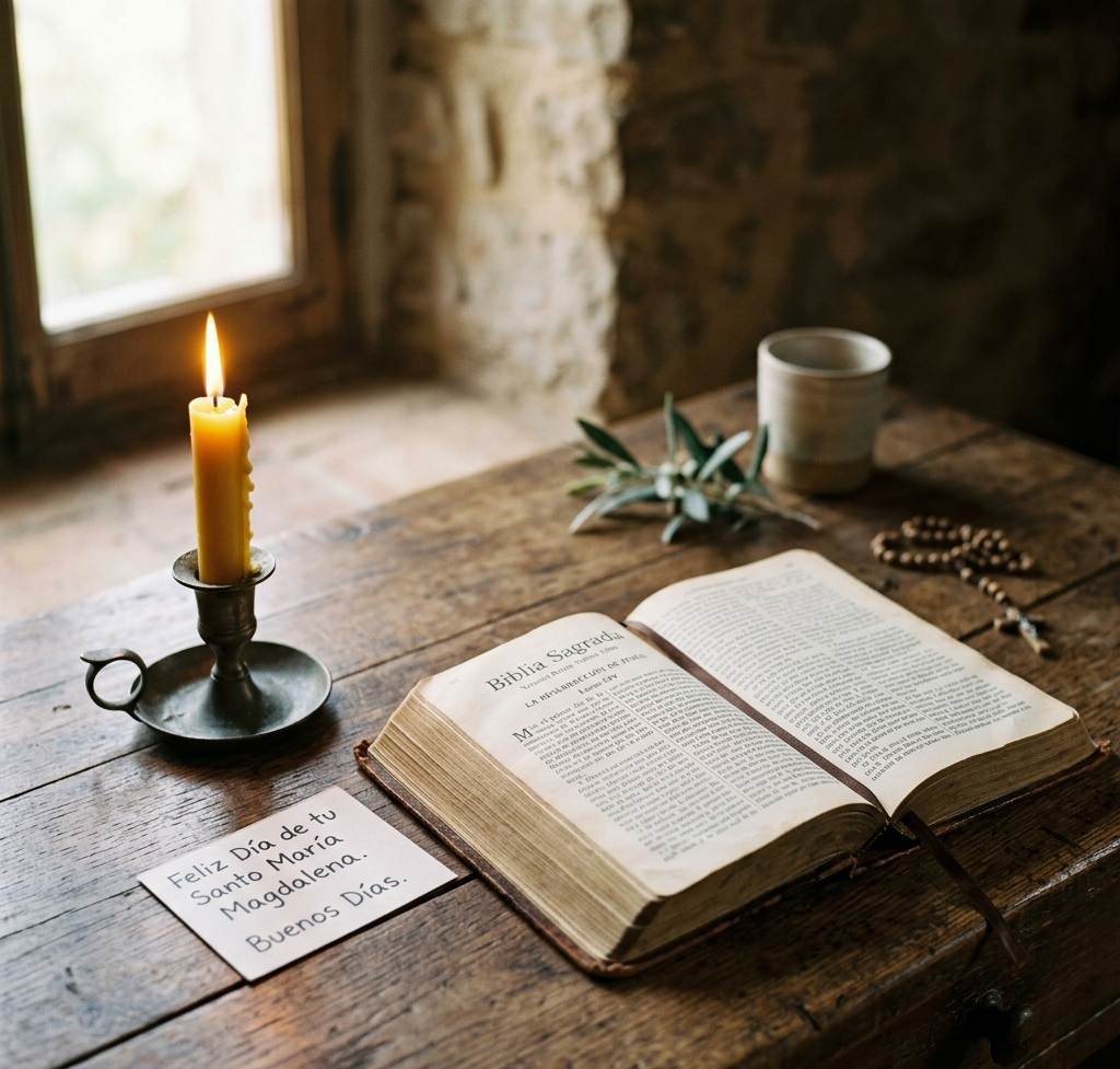 santa maria magdalena oracion buenos dias vela y biblia