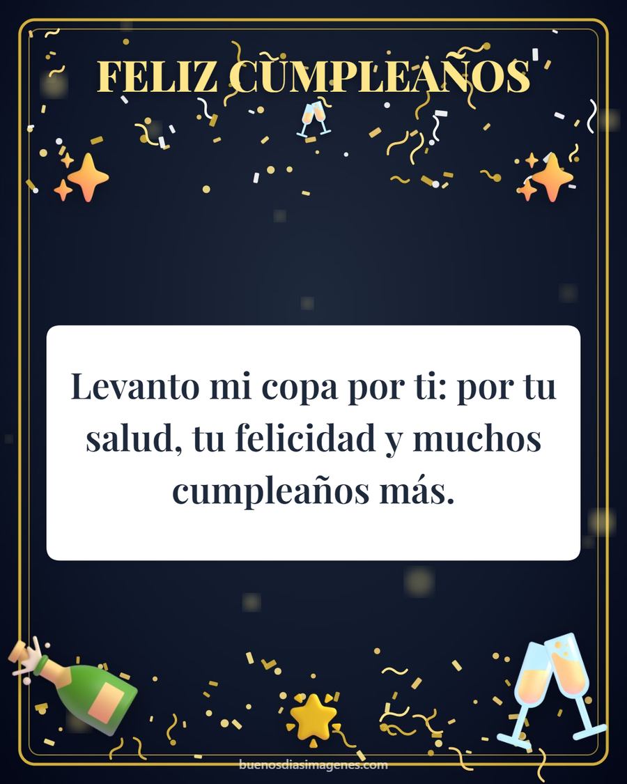 postal de cumpleaños elegante dorada con brindis