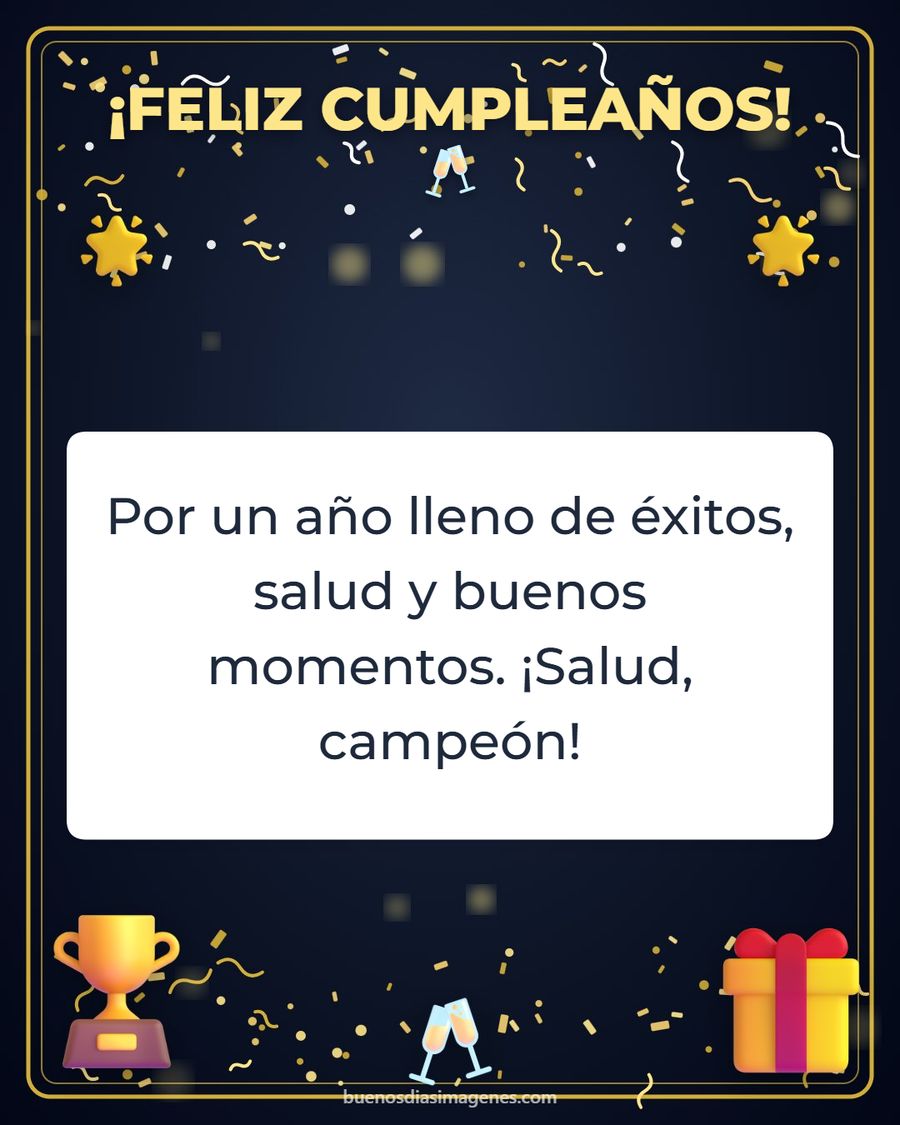 tarjeta de cumpleaños para hombre elegante con trofeo
