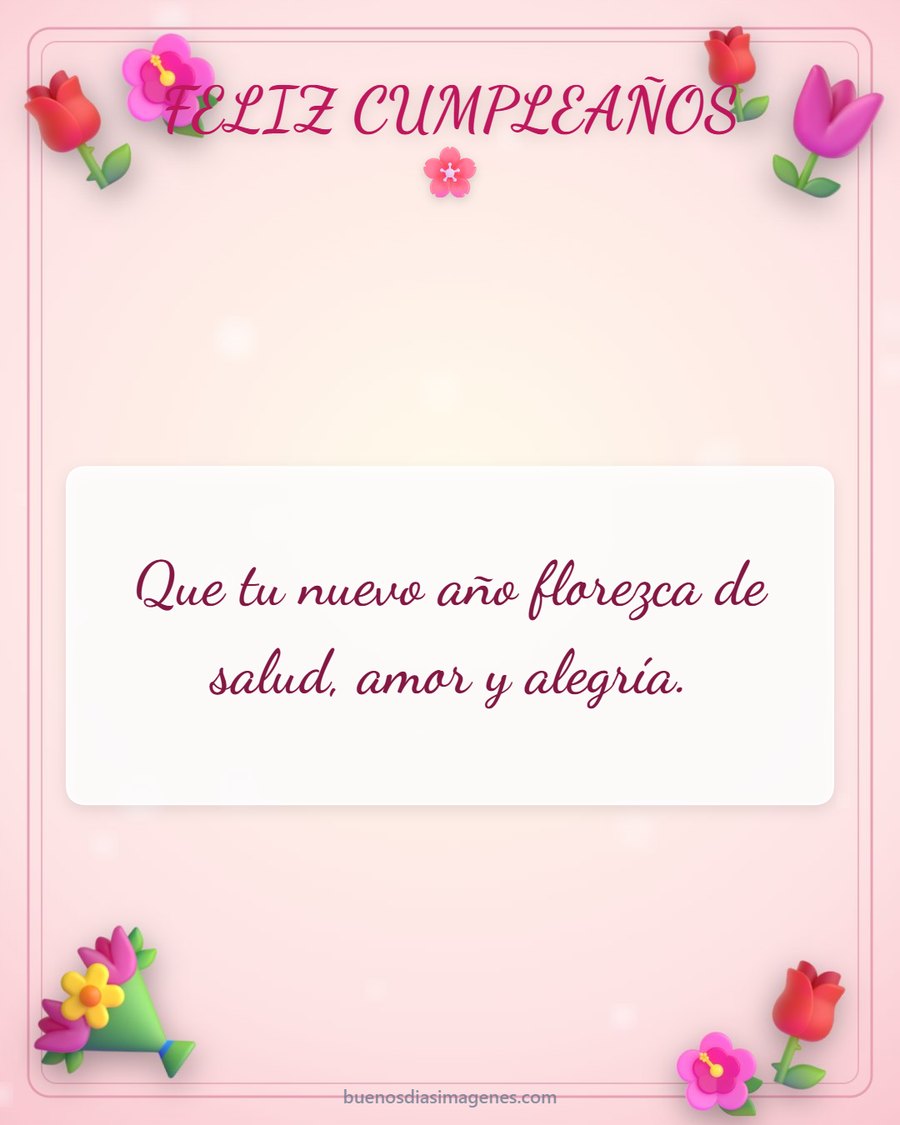 tarjeta de cumpleaños con rosas y flores
